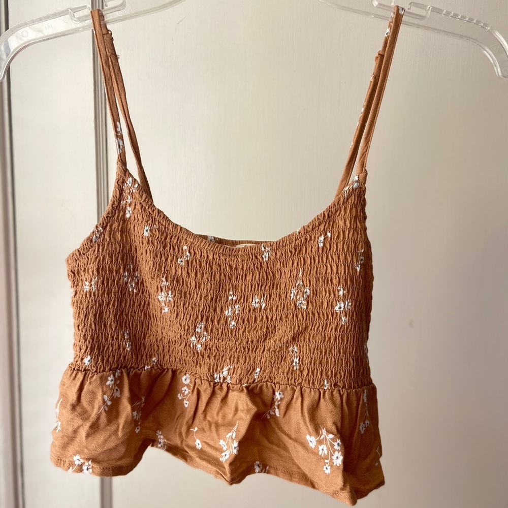 Smocked peplum tank top